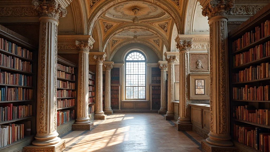 Древняя библиотека с архитектурными элементами для создания дворца памяти
