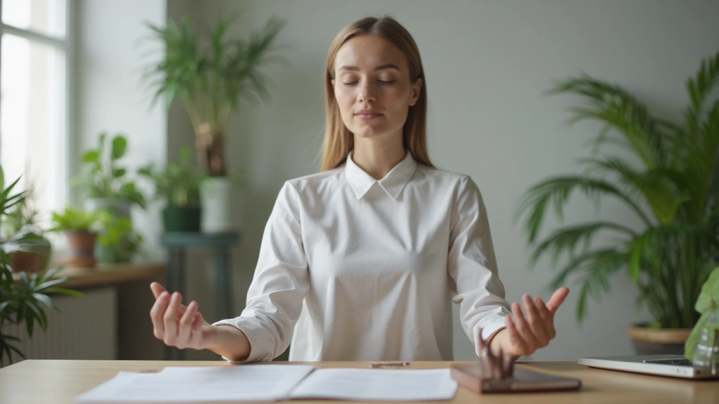 Спокойное рабочее пространство с естественным освещением и растениями, способствующее восстановлению энергии